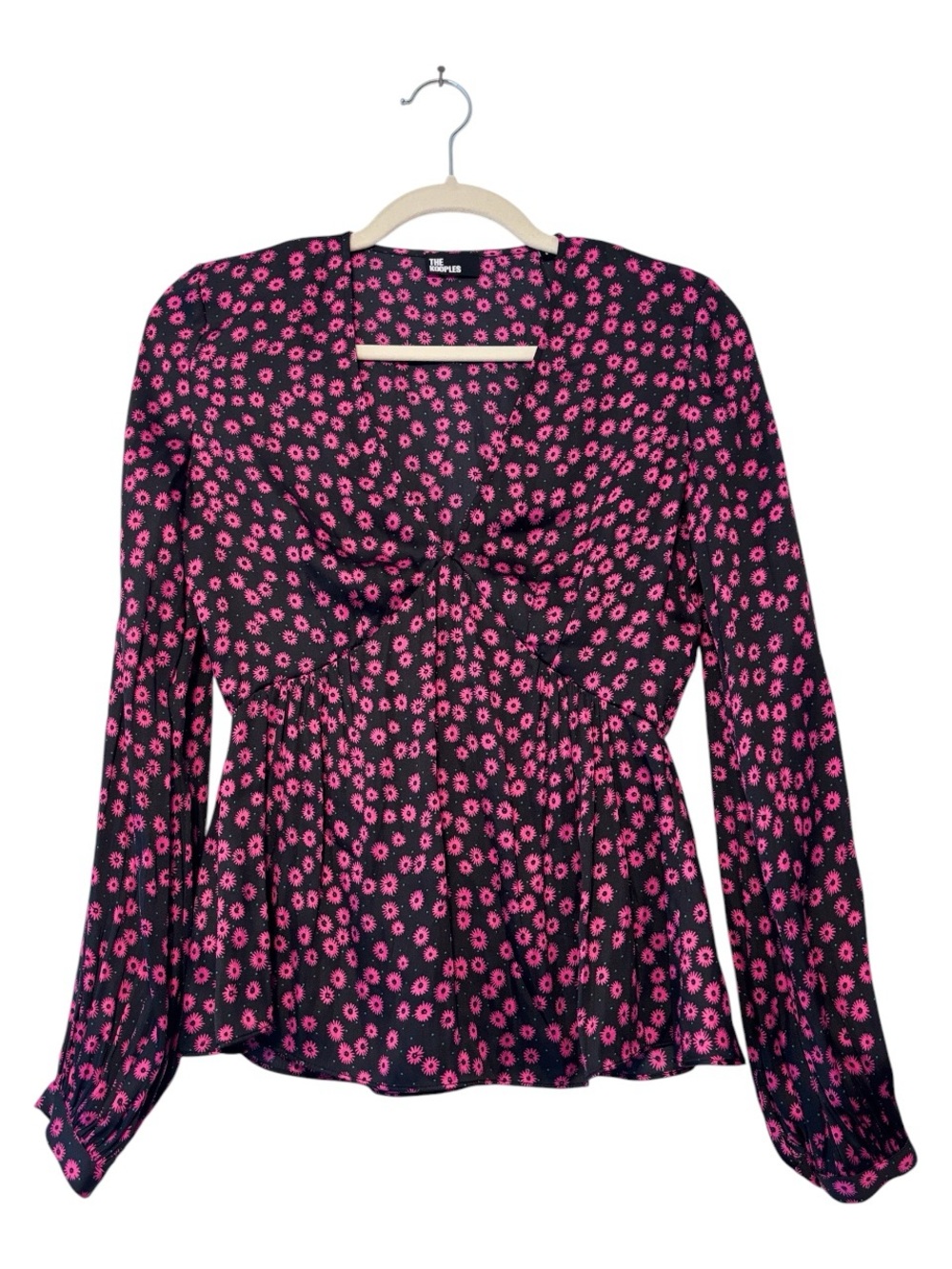 The Kooples Daisy Dots Pink Floral Blouse Top Size 0 (US XS / 2) NWT